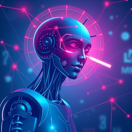 一張描繪先進科技與數據處理的插圖，展現複雜系統。