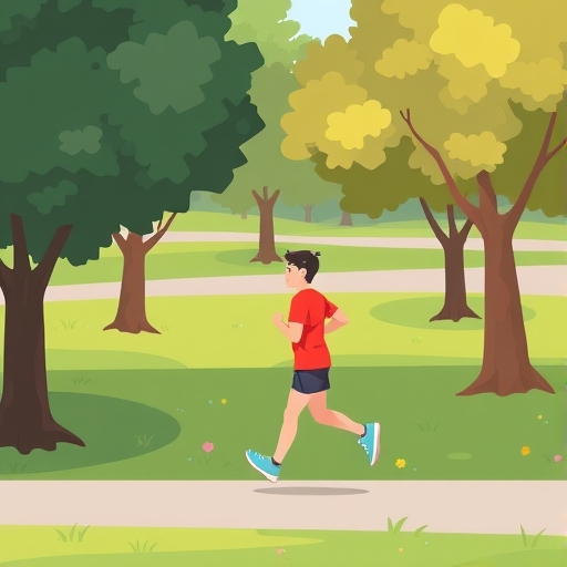 一位在公園慢跑的人的插圖