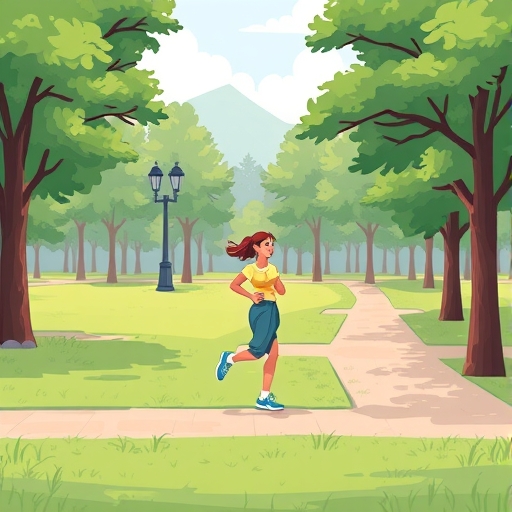 一位在公園慢跑的人的插圖