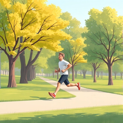 一位在公園慢跑的人的插圖