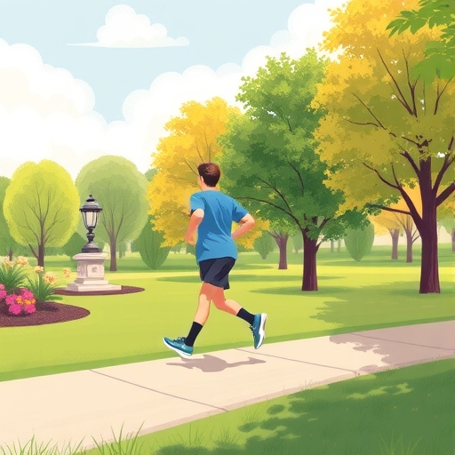一位在公園慢跑的人的插圖