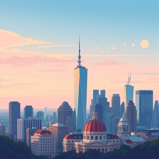 著名城市天際線插圖