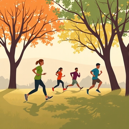 人們在公園裡享受戶外運動的插畫