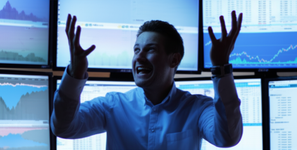Trader walking away from computer screen symbolizing emotional control and discipline in trading