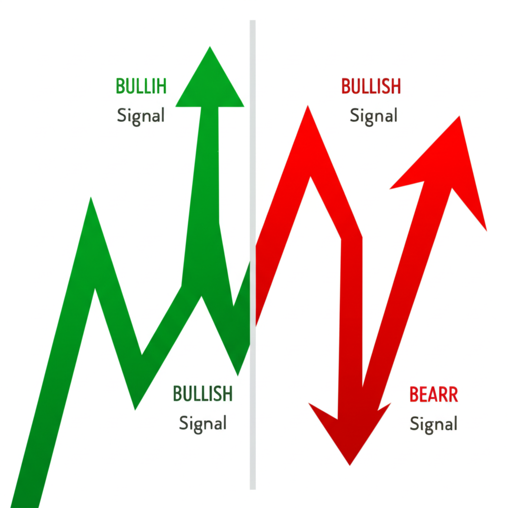 Illustration of bullish and bearish signals using Aroon Oscillator with zero-line crossovers