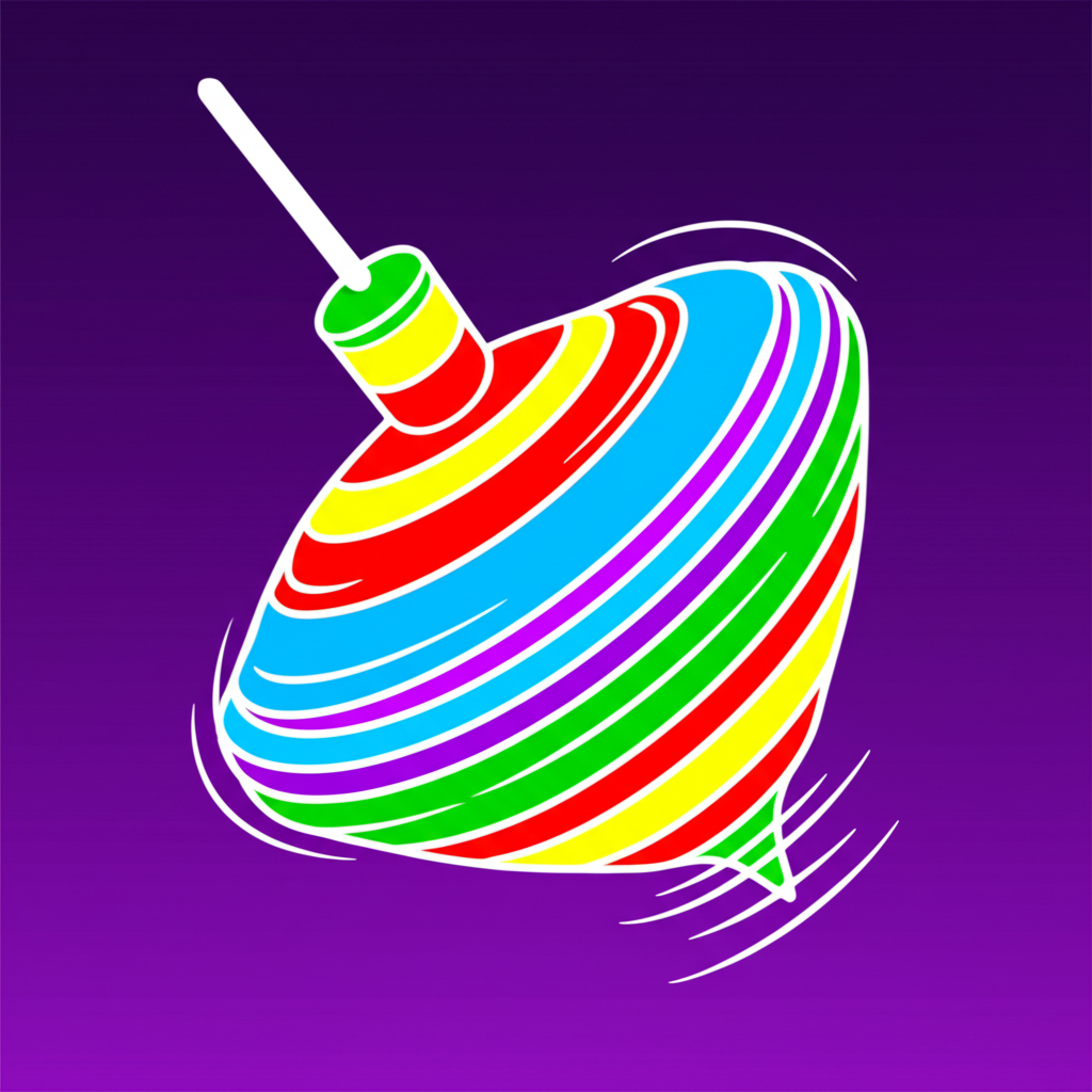 Colorful spinning top candlestick illustration showing equal upper and lower wicks with a small central body