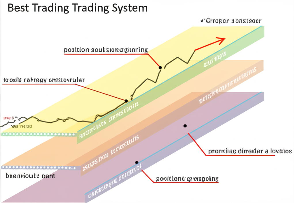 Illustration contrasting a simple trading strategy (e.g., a breakout arrow) with a comprehensive trading system, showing layers of rules for sizing, stops, and targets. Infographic style illustration.