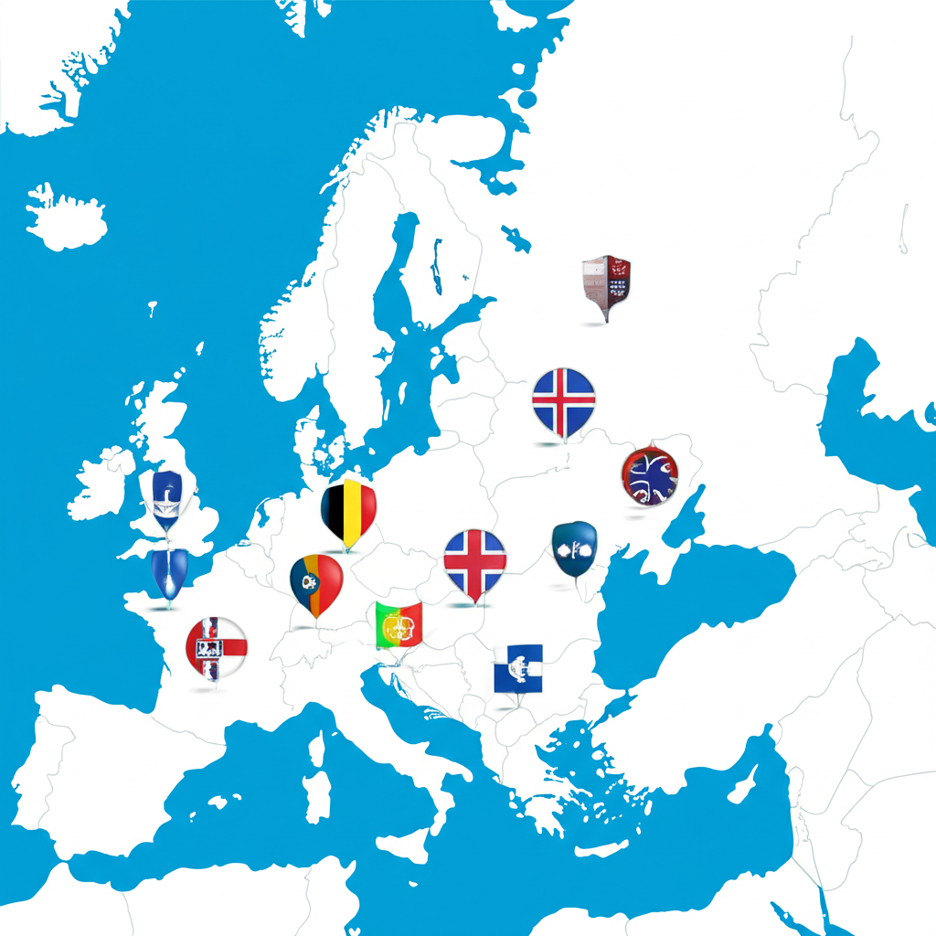 Illustration of the European Union as a political and economic union with 27 interconnected member states promoting peace and prosperity across Europe