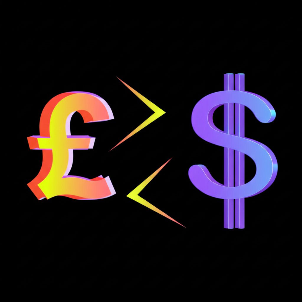 An illustration showing the British Pound and US Dollar currency symbols exchanging value, linked by a vibrant line, representing the GBP/USD pair's high liquidity and global economic power