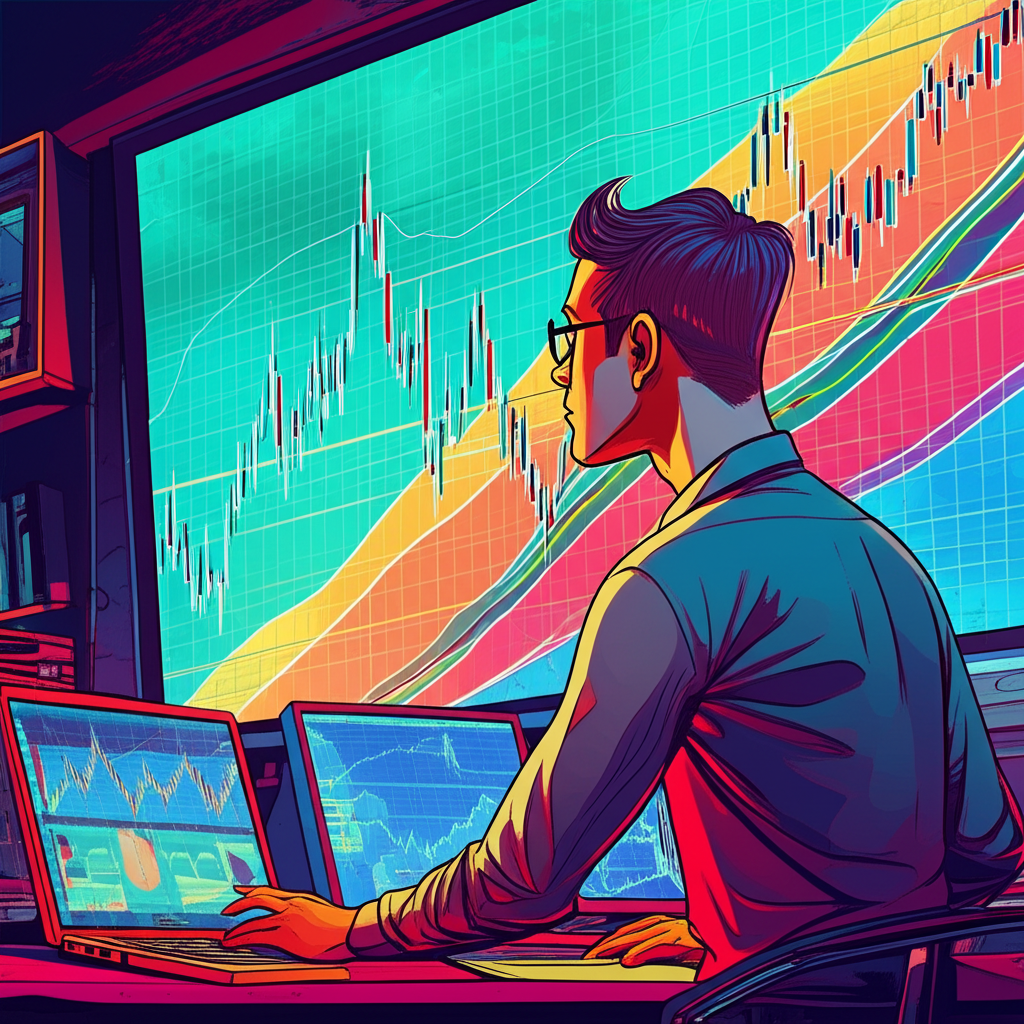 Trader analyzing Forex chart with Moving Averages smoothing price action for trend identification